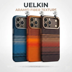 Ốp Lưng UELKIN Aramid Fiber Texture Cho IP 17 Pro Max - Giả Kevlar Siêu Mỏng, Viền Cam Nhôm, Nam Châm N52