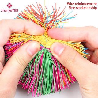 Quả bóng căng thẳng đầy màu sắc cầu vồng fidget, bóng cảm giác dây buộc cho bé co giãn đẹp