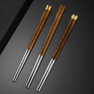 Cánh Gà Đũa Gỗ Thép Không Gỉ 304 Đũa Gỗ Đàn Hương Đỏ Đũa Gỗ Nguyên Chất 25cm Hộ Gia Đình Sơn Không Sáp Khách Sạn