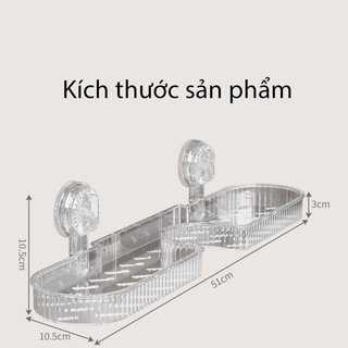 Kệ bồn rửa trong suốt Giá hút chân không Khay lưu trữ phòng tắm Lỗ thoát nước Có thể tháo rời Bền