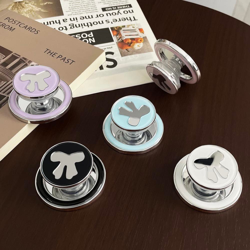 Popsocket Gương Nơ Họa Tiết Nam Châm Có Thể Gập Lại Giá Đỡ Điện Thoại Nam Châm