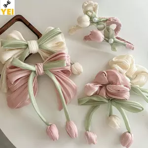 Nhẫn Tóc Ruy Băng Hình Hoa Tulip Ngọt Ngào, Phù Hợp Cho Bé Gái Thanhh lịch