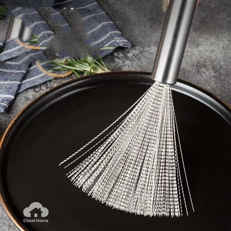 🌤️COD🌤️Xoong Cọ Nồi Chảo Inox 304 Đánh Bay Vết Bẩn, Bàn Chải Rửa Nồi Nhà bếp, Loại Bỏ Vết Bẩn, Bàn Chải Vệ Sinh Cán Dài