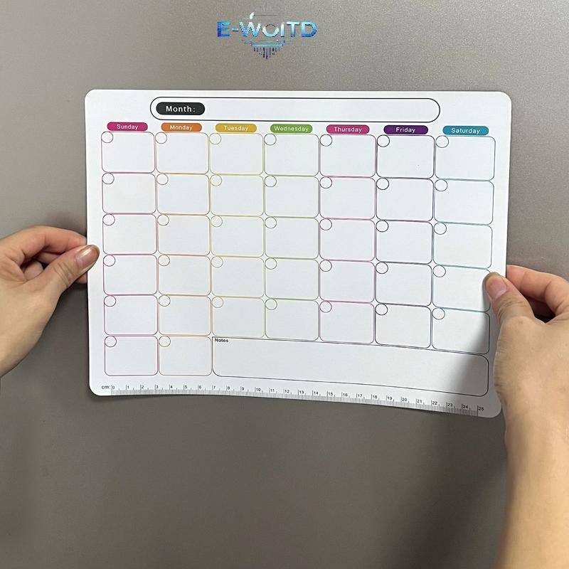 E-WOITD Tủ Lạnh Từ Tính Khô Xóa Lịch Công Cụ Lập Kế Hoạch Hàng Tháng Bảng Trắng Ghi Lại Bảng Tin Nhắn Memo Pad Nhà Bếp Tủ Lạnh Trang Trí E-WOITD