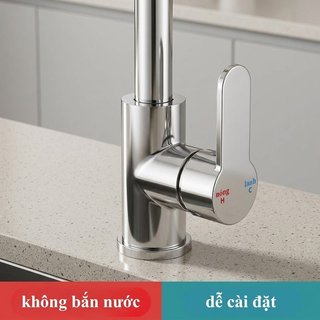 Vòi bếp nóng lạnh Ống đôi bằng thép không gỉ phủ Nano Dễ dàng lắp đặt Máy trộn bồn rửa