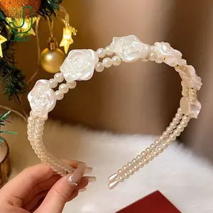 <![J & U-T] Băng Đô Quấn Tóc Với Ngọc Trai Trắng Lớn - Phụ Kiện Thanh Lịch Cho Nữ
