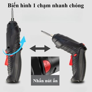 Tua Vít Điện Không Dây 3 Trong 1 90 Độ Có Thể Gập Lại USB Sạc Bộ Dụng Cụ Sửa Chữa Nhà Bit