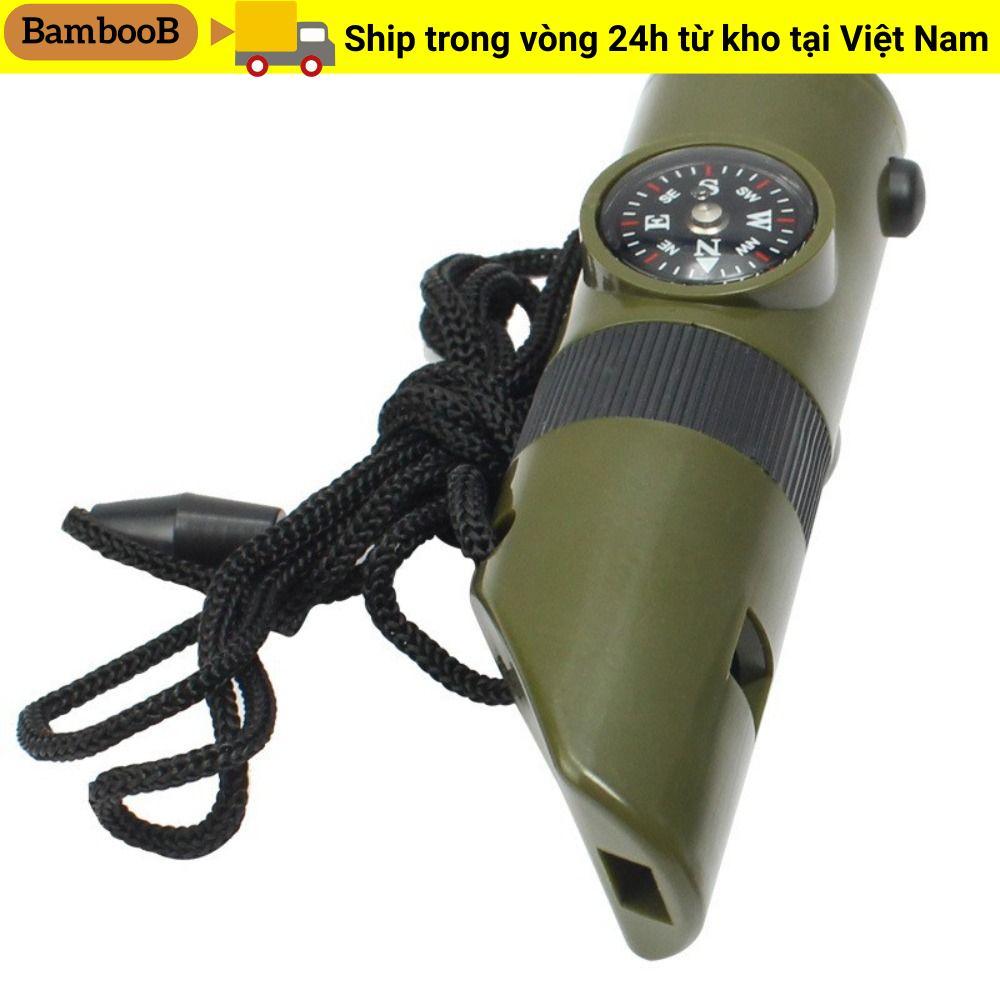 Còi đa chức năng BAMBOOB, Còi khẩn cấp đa chức năng nhiệt kế, có đèn Led 7 trong 1 Còi ngoài trời Dụng cụ ngoài trời