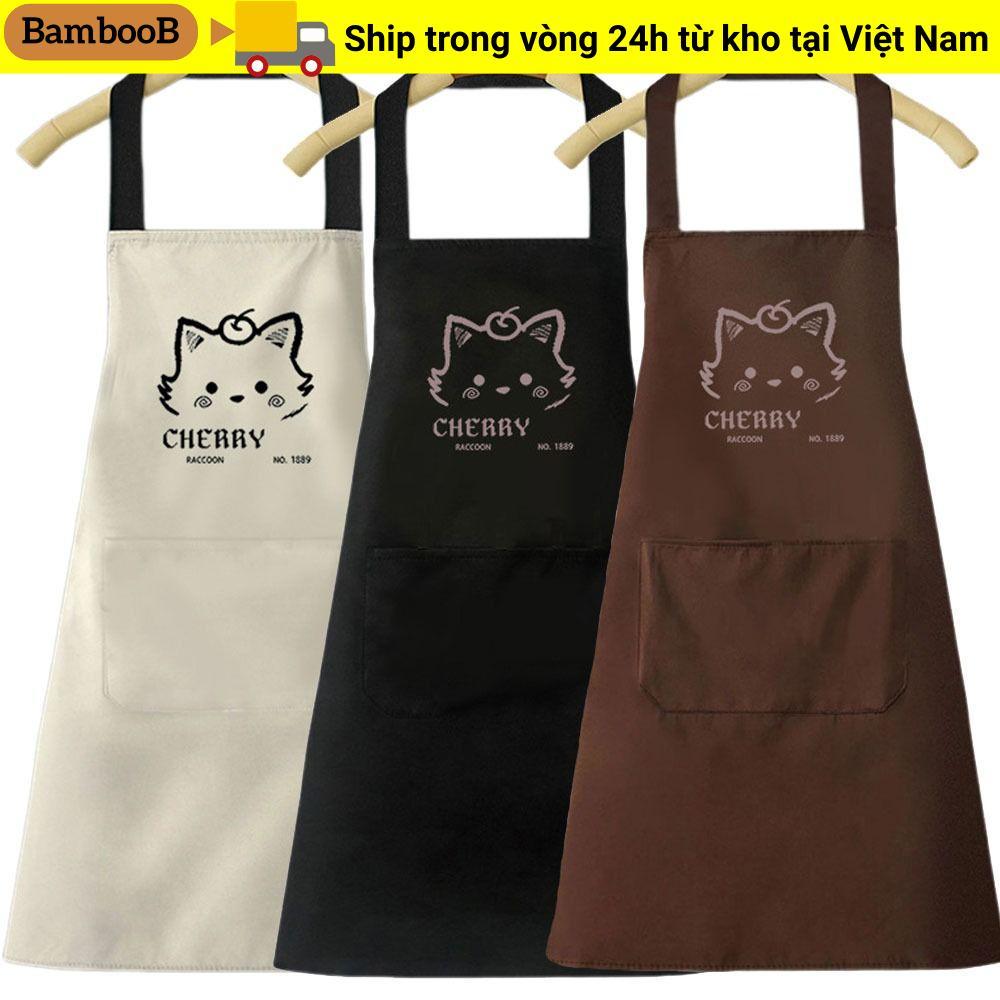Tạp dề bảo hộ lao động BAMBOOB, Tạp dề nhà bếp chống dầu chống thấm nước, In hình mèo hoạt hình phong cách Unisex Dễ dàng làm sạch Nhà hàng Đồng phục nấu ăn