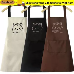 Tạp dề bảo hộ lao động BAMBOOB, Tạp dề nhà bếp chống dầu chống thấm nước, In hình mèo hoạt hình phong cách Unisex Dễ dàng làm sạch Nhà hàng Đồng phục nấu ăn