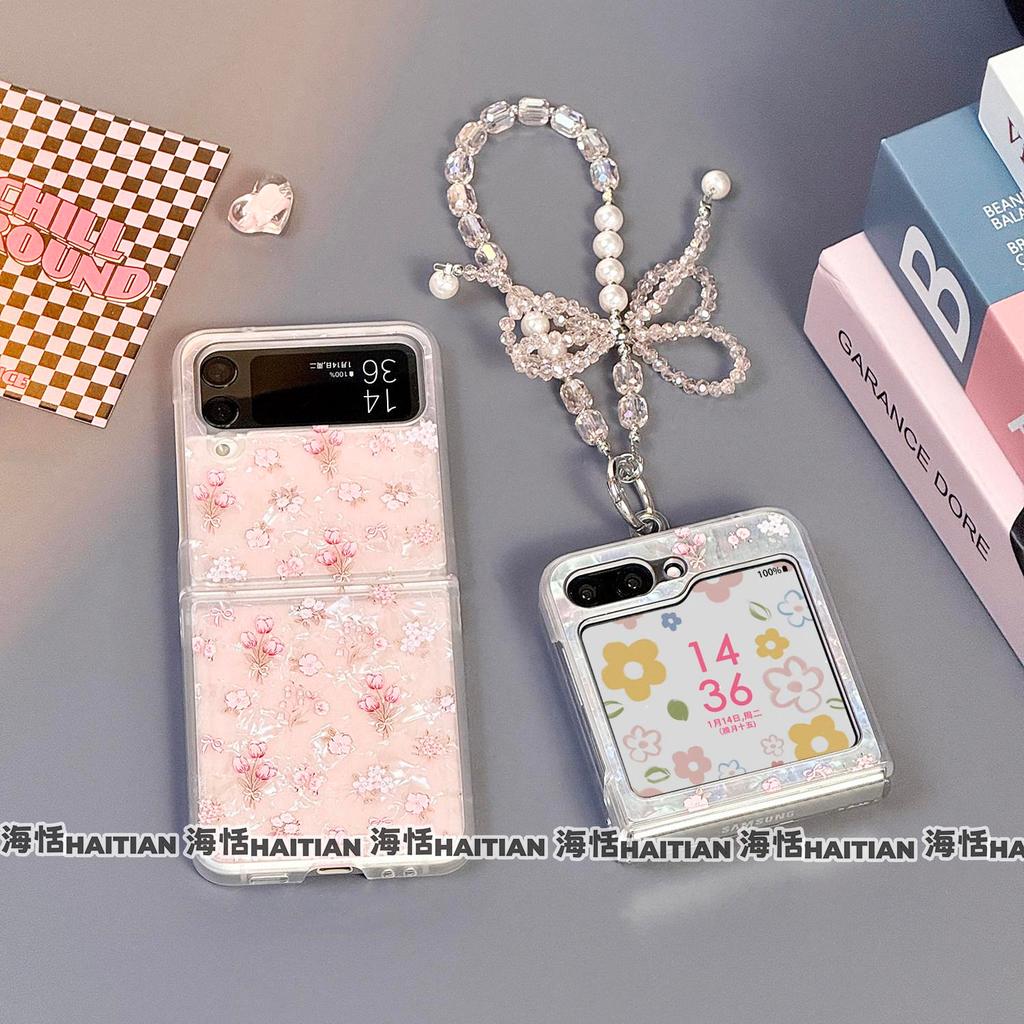 Thích hợp cho Ốp điện thoại hoa tulip hình vỏ Samsung Galaxy ZFlip7 ZFlip6 bao gồm dây buộc và vỏ cứng gấp tương thích với ZFlip 7 6 5 4 3 5G N3 Vỏ bảo vệ lật