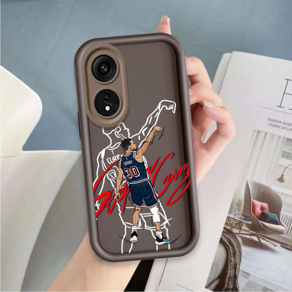 Ốp Lưng Cho OPPO A17 A17K A18 A38 A58 A60 4G Hoạt Hình Silicon Mềm Đáng Yêu Vỏ Điện Thoại TPU Bóng Rổ Cà Ri Mắt Thiên Thần Ốp Lưng Chống Sốc