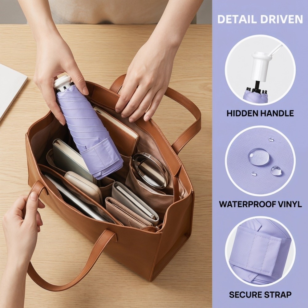 Ô dù đi mưa bỏ túi HOBBYIN, Dù bỏ túi siêu nhẹ bảo vệ tia cực tím, gấp di động chống gió sử dụng kép ô chống nắng mùa hè