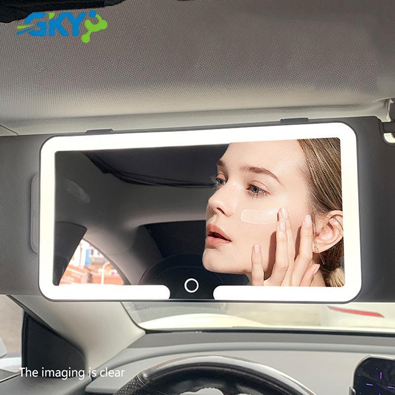 GKY Xe LED Trang Điểm Gương Ba Bánh Răng Điều Chỉnh Tấm Che Nắng Nội Thất Gương Phía Sau Có Thể Điều Chỉnh Độ Sáng Màn Hình Cảm Ứng Tự Động Vanity Gương GKY
