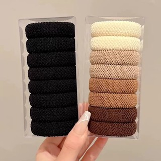 Độ đàn hồi cao Bộ dây buộc tóc đậm 8 miếng liền mạch Dây buộc tóc bền Dây cao su Trà sữa Màu KEQL