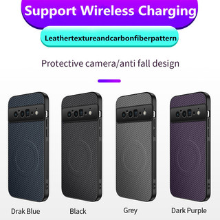 Vỏ bọc từ tính bằng da bằng sợi Carbon cho Google Pixel 6 / 6a / 6 Pro Vỏ mờ sang trọng chống sốc Sạc không dây Vỏ chống sốc