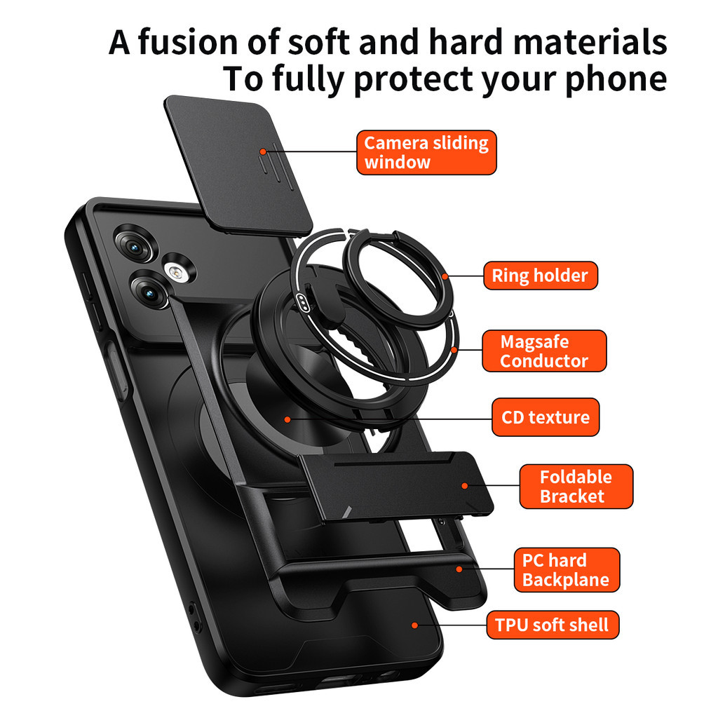 Ốp Điện Thoại Đa Năng Sang Trọng Thích Hợp Cho Motorola G54 Power G55 G56 G53 G64 5G Dây 360°Giá đỡ vòng có vỏ máy ảnh Vỏ bảo vệ toàn diện chống sốc