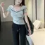 Mùa hè Phong cách mới Thiết kế kiểu Pháp Áo thun ngắn tay có mũ trùm đầu dành cho nữ Pure Desire Sweet Hot Girl Slim-Fit Slimmer Look Dopamine Top