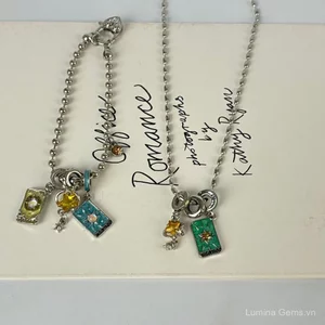 Retro Tarot Fine Flash Nhỏ Giọt Glaze Ngôi Sao Mặt Dây Chuyền Xương Đòn Dây Chuyền Vòng Tay y2k Ngọt Ngào Cô Gái Thoáng Mát Phong Cách Mới Phụ Kiện Phong Cách Nóng