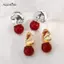 AqToCna Dân Tộc Hạt Đỏ Bông Tai Hình Học Không Đều Tuyên Bố Nữ Phong Cách Vintage Cho Boho Đảng Nhìn Phụ Kiện Quà Tặng AqToCna