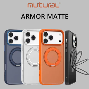 Ốp Lưng Mutural Armor Magnetic Nhám Viền Chống Sốc Kèm Giá Đỡ Xoay 360° cho iPhone 17 Pro Max
