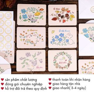 Thiệp Chúc Mừng Cute Hoa Lá Hoạt Hình Mini Dễ Thương Viết Tay Tặng Bạn Bè Người Yêu Timo GQ48
