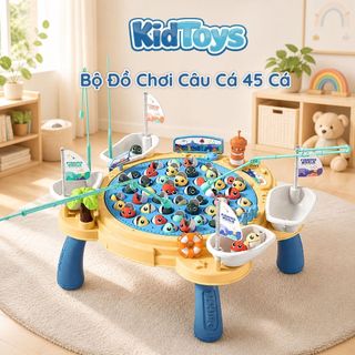 Bộ Đồ Chơi Câu Cá KidToys 45 Món - Bàn Câu Cá Phát Nhạc Giúp Bé Luyện Tay Mắt