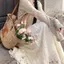 Váy ren hoa ba chiều phong cách cổ tích Váy nữ mùa xuân hè phong cách mới Tính khí giữa eo gạc Váy dài phù hợp