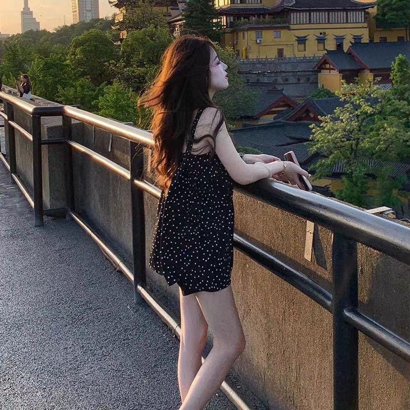 [Giảm giá trong thời gian có hạn] Pure Desire Hot Girl Style Chấm bi Thiết kế dây buộc Áo yếm nữ Mùa hè Phong cách mới Siêu cổ tích Mặc bên ngoài Áo đẹp