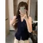Phong cách Pháp Sang trọng Màu xanh hải quân không tay Áo mùa hè Phong cách mới Áo sơ mi nhỏ đẹp độc đáo Thiết kế thích hợp