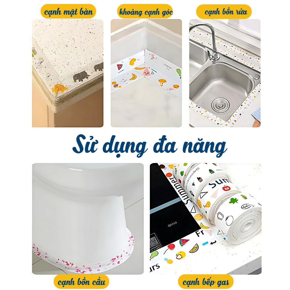 Băng Dán Chống Thấm HomeMate Dán Viền Bồn Rửa Chén, Keo Dán Khe Hở Nhà Bếp & Nhà Tắm Chống Ẩm Mốc
