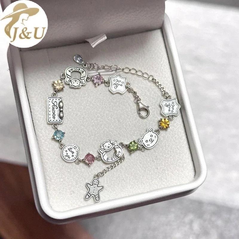 JU Bạc Zircon Trái Tim Vòng Tay Cho Bé Gái 1 Dây Xích Lấp Lánh Ngọt Ngào Trang Sức Tinh Tế Quà Tặng Dễ Thương Cho Sinh Nhật Phụ Kiện VN