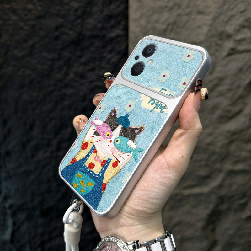 Ốp Lưng Cho OPPO Reno 7Z 8z 5G RENO 7 LITE 5G Vỏ Điện Thoại Lo Âu Vỏ Mềm Silicon Chống Sốc Thiết Kế Mới Thẩm Mỹ Mèo Dễ Thương Có Dây Buộc Cho Bé Gái TBDTYYM1