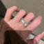 Tính khí thời trang bạc chải rỗng ren zircon cá tính đa năng có thể điều chỉnh nhẫn nữ