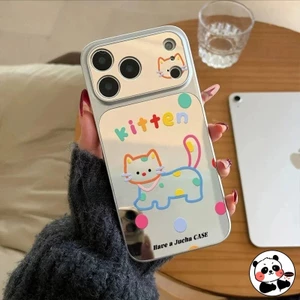 Ốp điện thoại gương mèo dễ thương Ins Style cho Redmi Note 15 14 13 12 12T 11 11T Pro Plus 11S 10 Pro A5 A4 A3 Turbo 5 Max 4 Pro 5G 4G Vỏ mềm màu bạc hoạt hình
