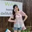 Size lớn Phiên bản Hàn Quốc Vai trước Chấm bi Sling Cardigan Slimer Look Áo thun ngắn