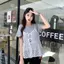 Size lớn Phiên bản Hàn Quốc Vai trước Chấm bi Sling Cardigan Slimer Look Áo thun ngắn