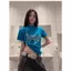 Milyfashion Cotton Cat In Hình Chính Hãng Áo Thun Đeo Vai Mùa Hè Xanh Ngắn Tay T Slim-Fit Slimmer Look Top Hợp Thời Trang U