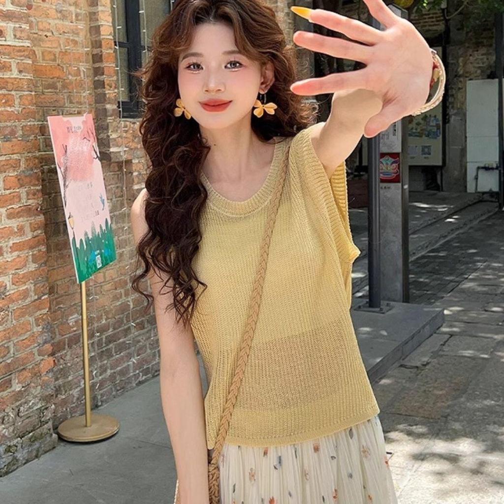 [Hàng mới về] Hàng dệt kim mỏng bán chạy mùa hè dành cho nữ Dây đeo lưng mỏng vừa vặn cao cấp Thiết kế rỗng thời trang phù hợp
