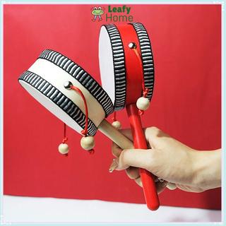 [COD] Trống lắc tay LEAFYHOME, Lục lạc đồ chơi nhạc cụ truyền thống, Dụng cụ Orff Đồ chơi xoay 4 inch