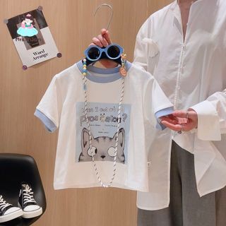 Bộ đồ bé gái – Áo thun in hình + quần ống rộng cotton, phong cách dễ thương, mùa hè thoáng mát
