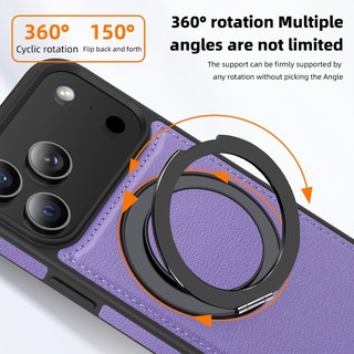Ốp Điện Thoại Da Cho iPhone 17 16 15 14 Pro Max Plus 360 Xoay Kim Loại Giá Đỡ Từ Tính Đứng Ốp Lưng