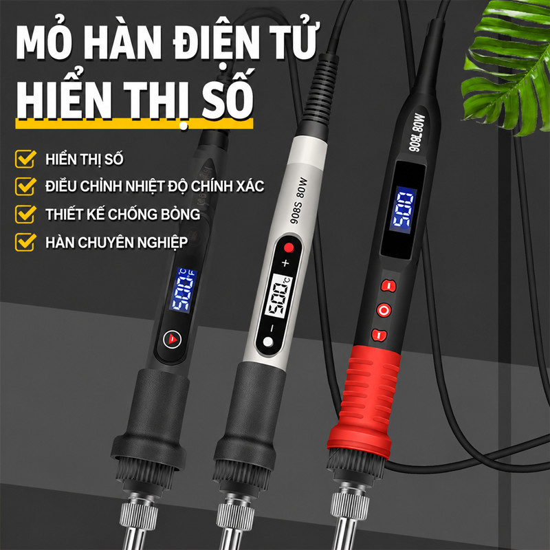 Bộ Mỏ Hàn 80W Màn Hình Số LED - Công Cụ Tỉ Mỉ, Điều Chỉnh Nhiệt Độ, Cho Công Việc Điện Tử & Thủ Công