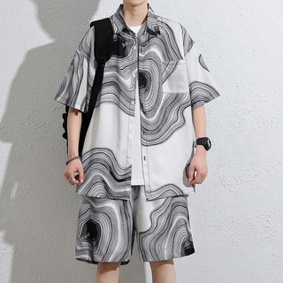 Bộ áo sơ mi nam ESEA tay ngắn &amp; quần short phong cách cảng Hawaii, phù hợp cho bãi biển