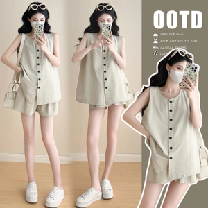 Bộ đồ bà bầu thời trang mùa hè - Áo ngắn tay + Quần,wear more comfortably