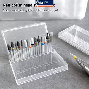 MAKY 20 / 24 Lỗ Mũi Khoan Móng Tay Hộp Bảo Quản Móng Tay Mài Đầu Đứng Hiển Thị Sữa Rửa Mặt Cắt Chống Bụi Dụng Cụ Làm Móng Tay VN