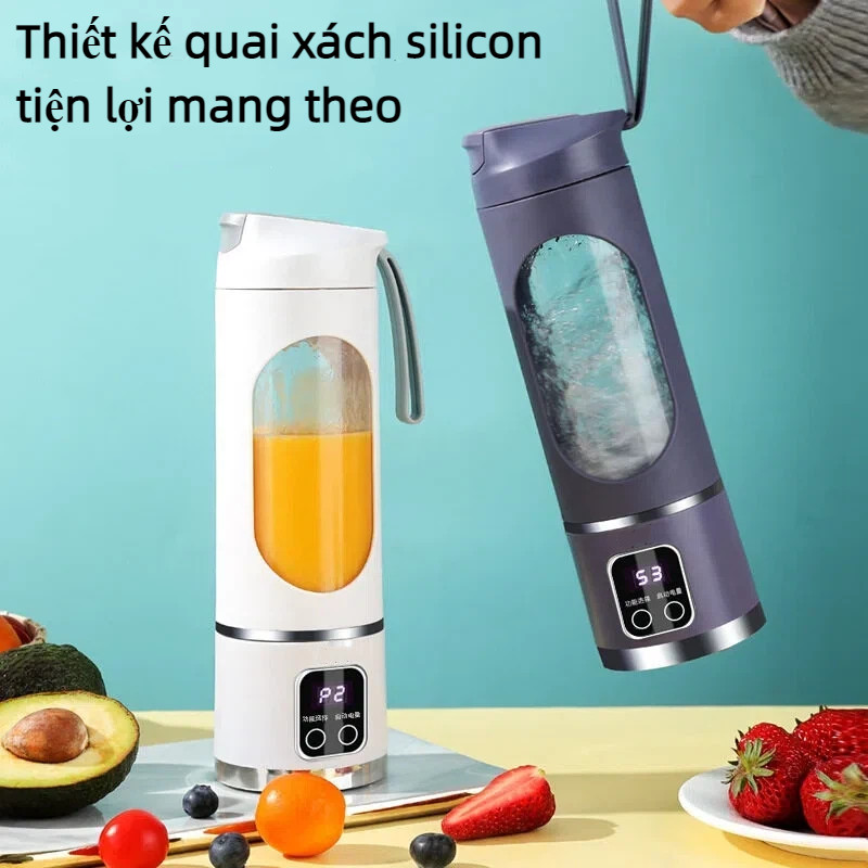Máy xay sinh tố cầm tay không dây,Máy xay di động cầm tay,dung tích 450ml,10 lưỡi nghiền đá,sạc USB