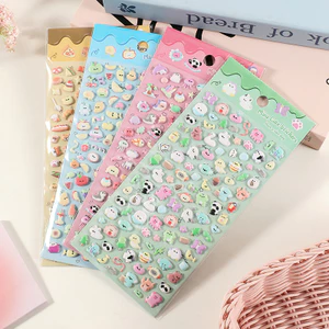 Đồ Chơi Trẻ Em DIY Miếng Dán Hoạt Hình ins Bong Bóng Hoạt Hình Phiên Bản Hàn Quốc Nhãn Dán Ba Chiều Động Vật Trái Cây Bánh Mì Sổ Tay DIY Nhật Ký Trẻ Em ccd Mèo Dán
