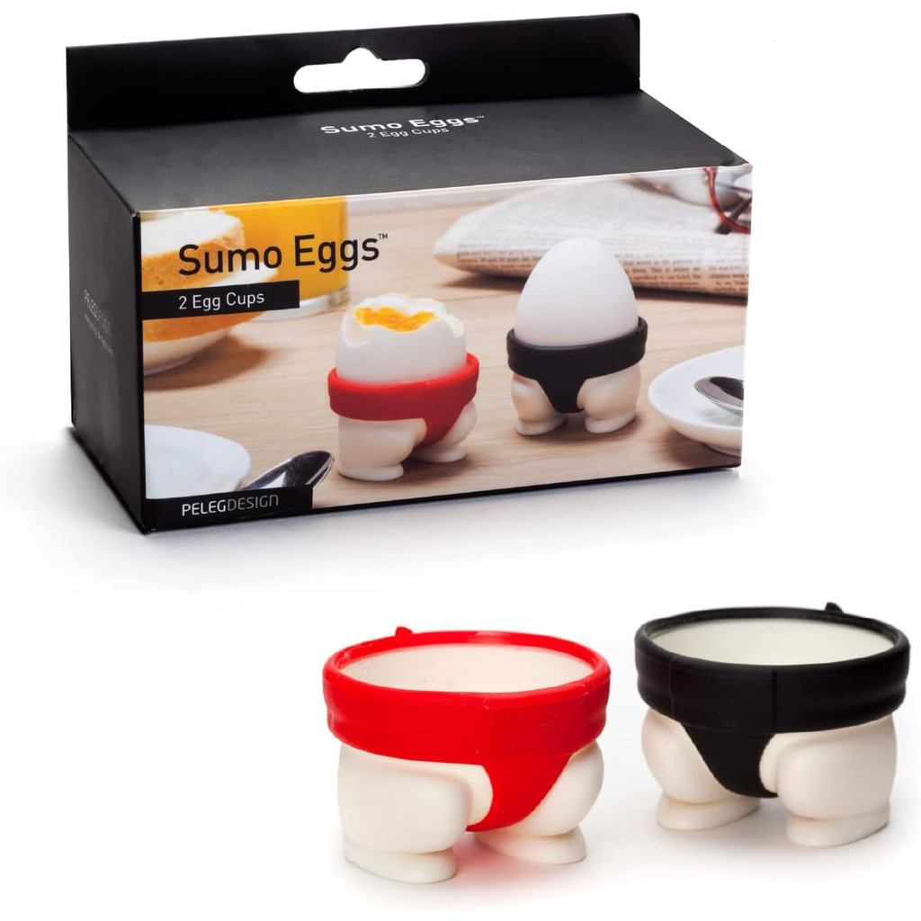 Trứng Sumo – Hộp đựng trứng (Bộ 2) | Cốc trứng cho trứng luộc mềm & cứng, Thiết kế Sumo ngộ nghĩnh, Quà tặng nhà bếp vui nhộn & Phụ kiện ăn sáng vui nhộn