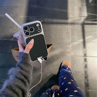 Vỏ bảo vệ iPhone họa sóng chấm điểm trọn bao cửa sổ lớn tương thích dòng 17 đến 12 Pr